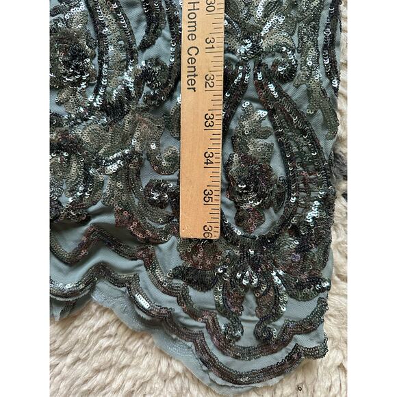 Betsy & Adam Sequin Bodycon Cocktail Dress Size 2 teal glam knee high long - Picture 9 of 16